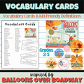 Balloons Over Broadway Vocab & Definition Card Pack  | A Thanksgiving Read-Aloud