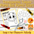 Thanksgiving Turkey Paper Bag Hand Puppet Craft | November Fine Motor & Literacy