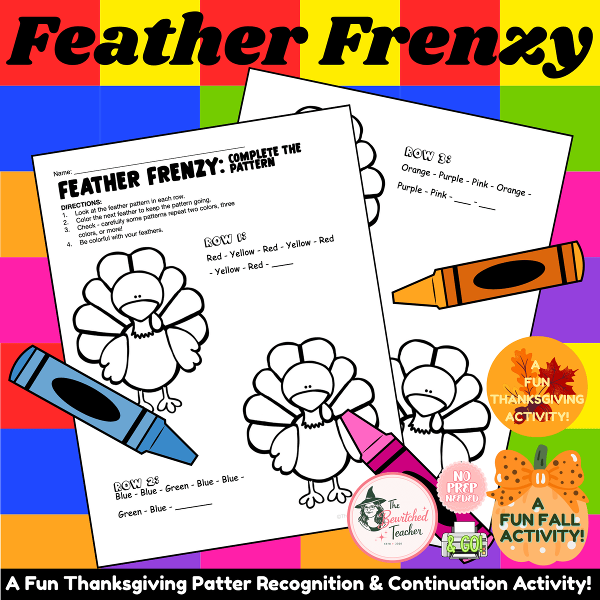Feather Frenzy | Thanksgiving Pattern & Sequence | Early Math Activity