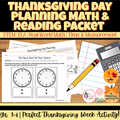 Thanksgiving Day Math Activity Packet | Turkey Cooking Math, Time & Fractions