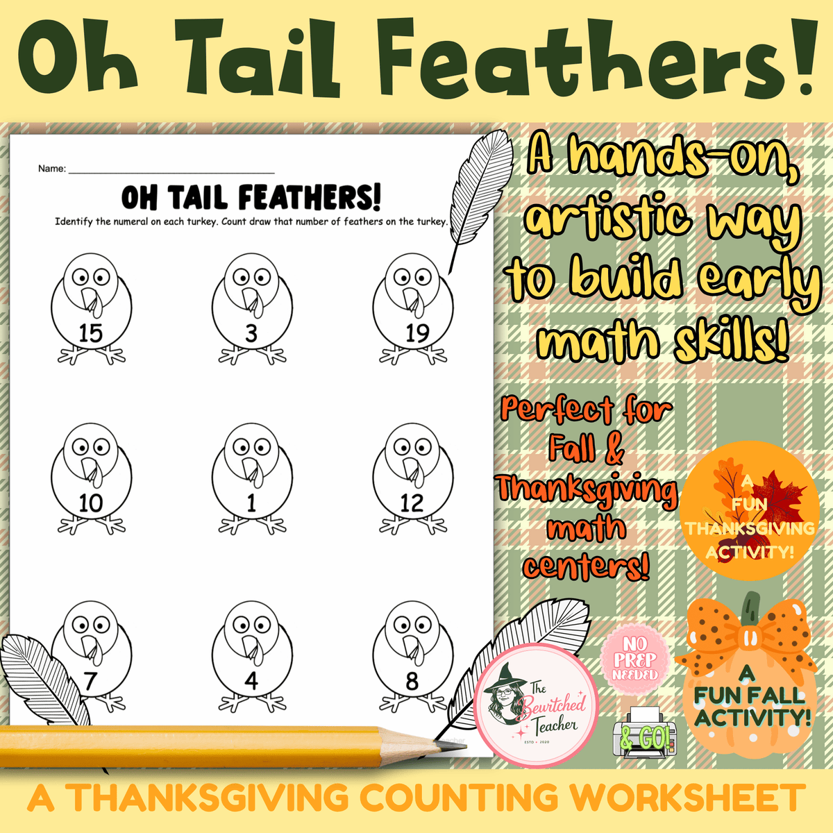 Oh Tail Fathers! | A Thanksgiving Counting & Number Identification Math Activity