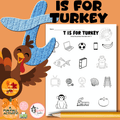 T is for Turkey | Thanksgiving Alphabet & Letter T Phonics Worksheet