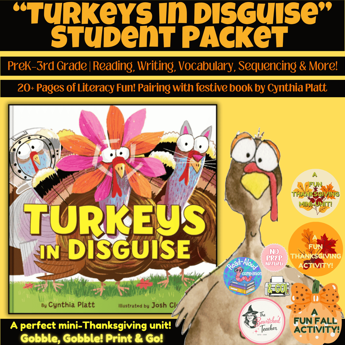 Turkeys in Disguise by Cynthia Platt Student Packet | A Thanksgiving Read-Aloud