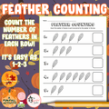 Feather Counting Activity | Thanksgiving Math Center & Counting Printable