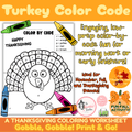 Turkey Color by Code | Thanksgiving Activity Worksheets