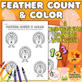 A Turkey Feather's Count & Color | A Thanksgiving Math Activity Worksheet