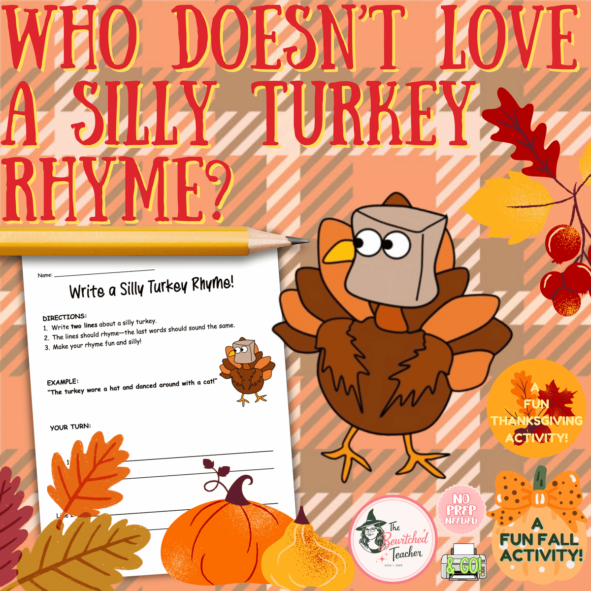 Silly Turkey Rhyme | Thanksgiving Poetry & Writing Activity
