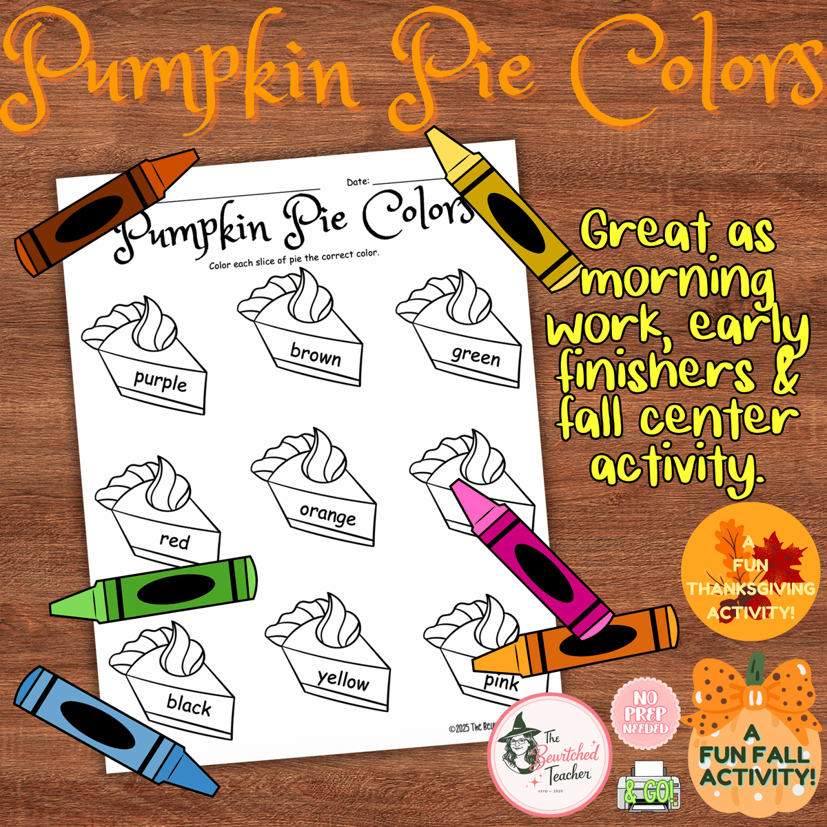 Pumpkin Pie Color Identification | A Thanksgiving Coloring Activity