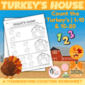 Turkey's House Counting Worksheet | A Thanksgiving Math Activity