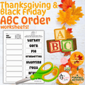 Thanksgiving & Black Friday Alphabetical Order Worksheets | Cut & Paste ABC Order