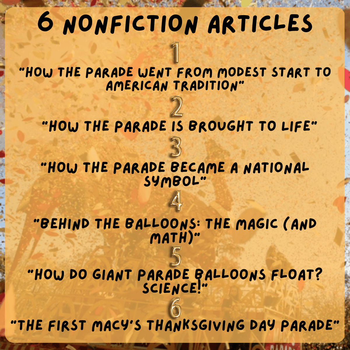 Macy’s Thanksgiving Parade Nonfiction Reading Comprehension Bundle | 6 Articles