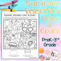 Summer Vacation Color & Count Activity | Sorting & Counting Math Center