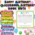 Happy Birthday! Classroom Birthday Book Note | 30 Editable Style Options