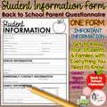 Student Information Form | Back to School Parent Questionnaire