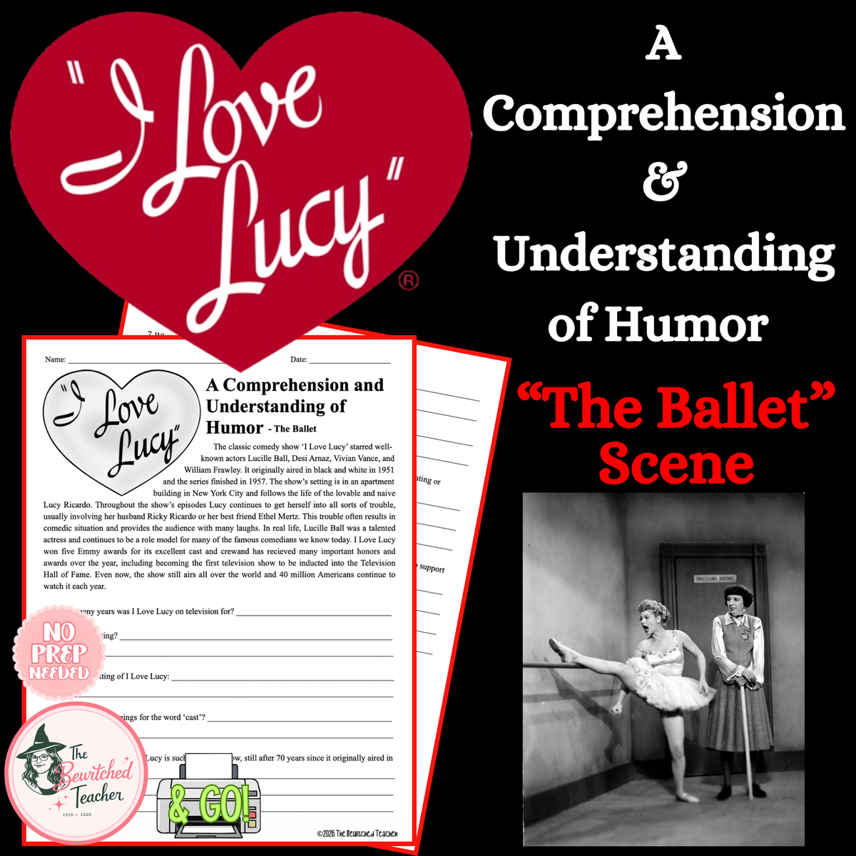 I Love Lucy: “Lucy Learns Ballet” | Comprehension & Understanding Humor Activity
