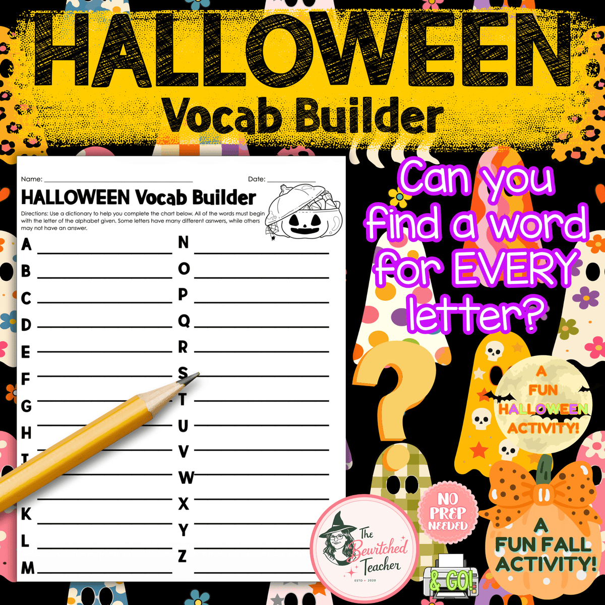 Halloween A–Z Vocabulary Builder | Halloween Alphabet Word Challenge