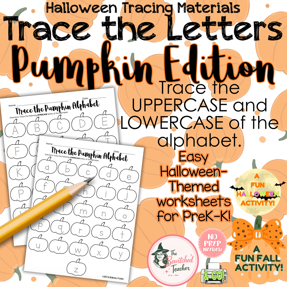 Halloween Trace the Letters | Pumpkin Alphabet Tracing | Uppercase & Lowercase