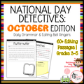 National Day Detectives: October Daily Grammar & Editing Practice | 3rd-5th Gr