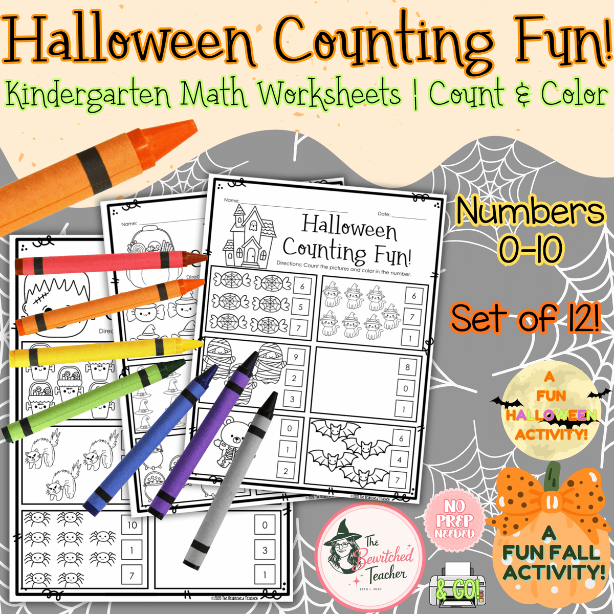 Halloween Counting Fun! | Kindergarten Math Worksheets | Count & Color 0–10