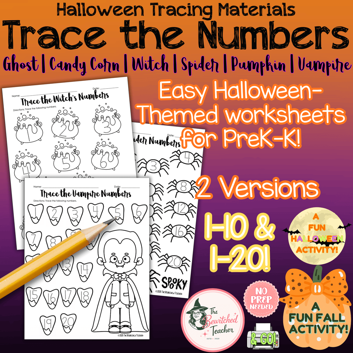 Halloween Number Tracing | Numbers 1–10 & 1–20 | Preschool & Kindergarten