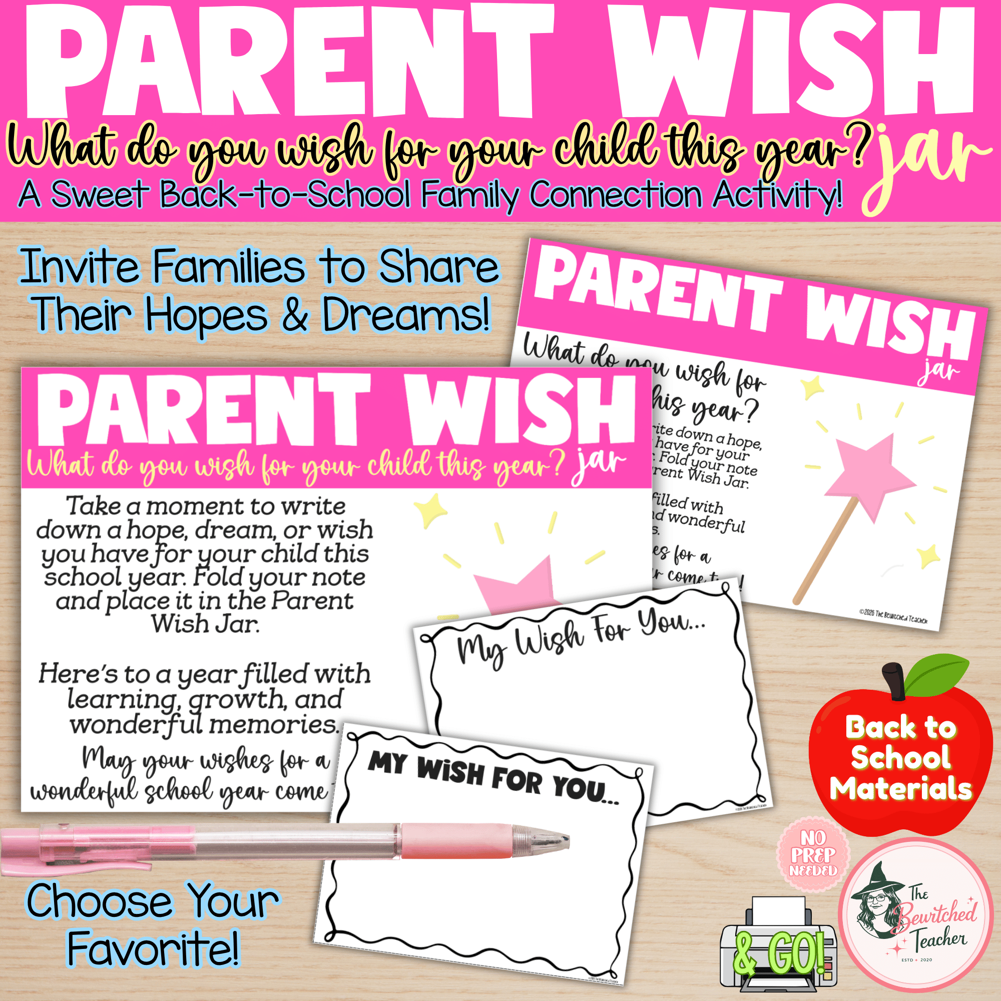 Parent Wish Jar | Back to School Parent Wishes & Hopes Activity