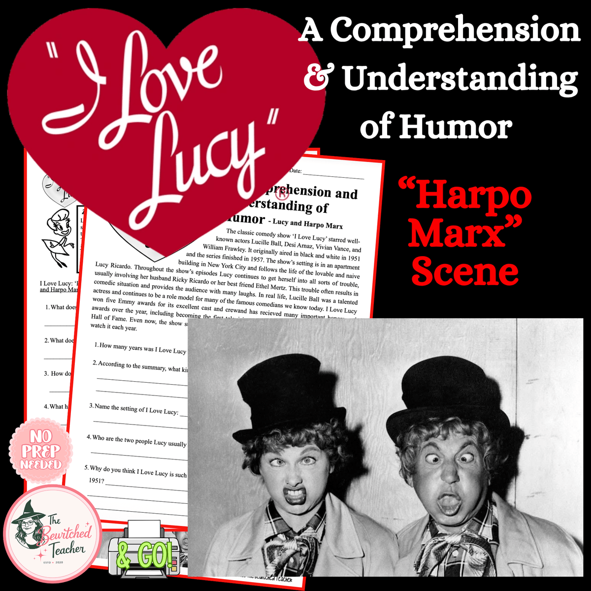 I Love Lucy: “Lucy and Harpo Marx” | Comprehension & Understanding Humor Activity