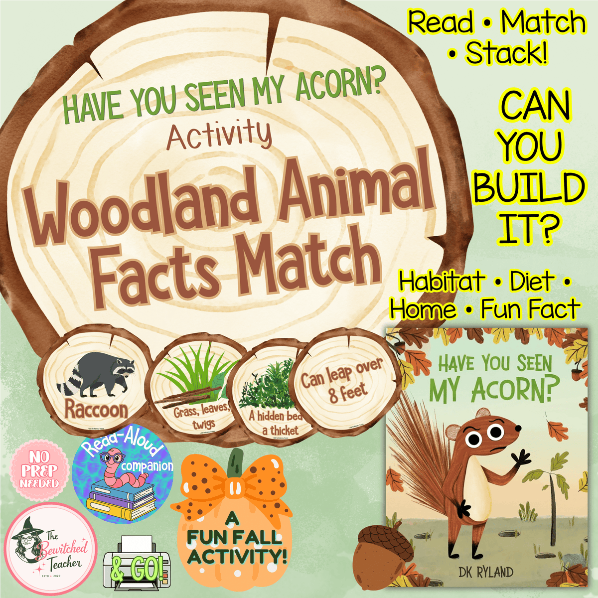 Have You Seen My Acorn? Woodland Animal Facts Match | Animal Habitat & Diet