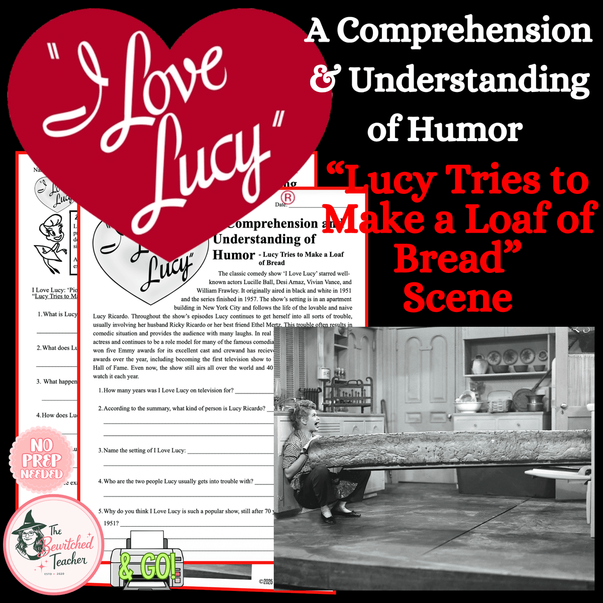 I Love Lucy: “Lucy Tries to Make a Loaf of Bread” | Comprehension & Understanding Humor Activity