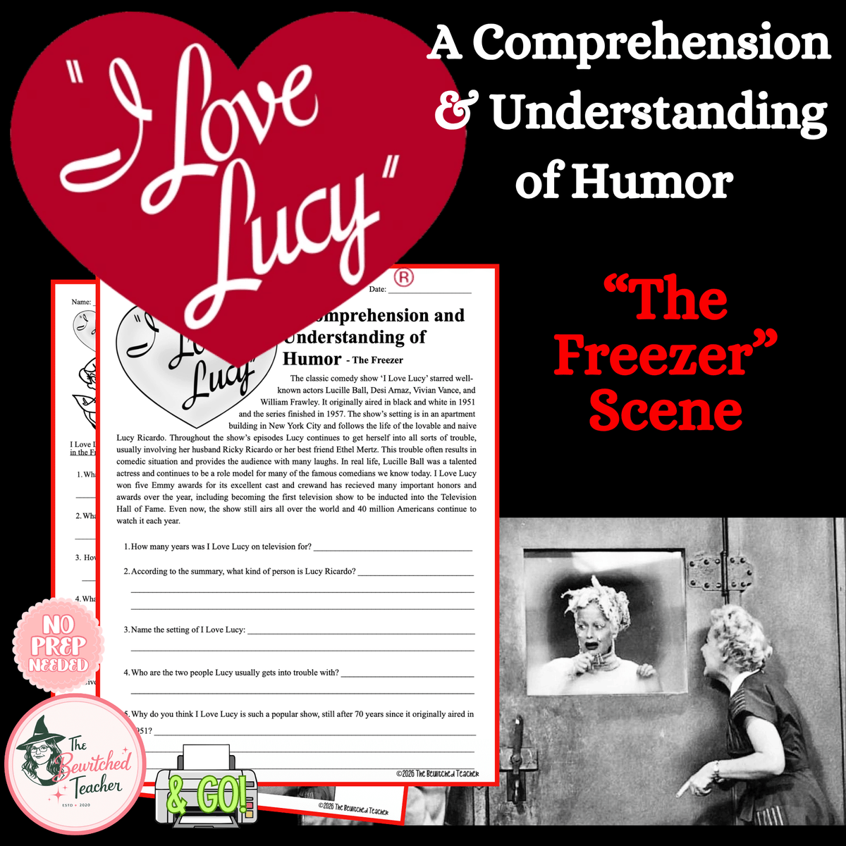 I Love Lucy: “The Freezer” | Comprehension & Understanding Humor Activity