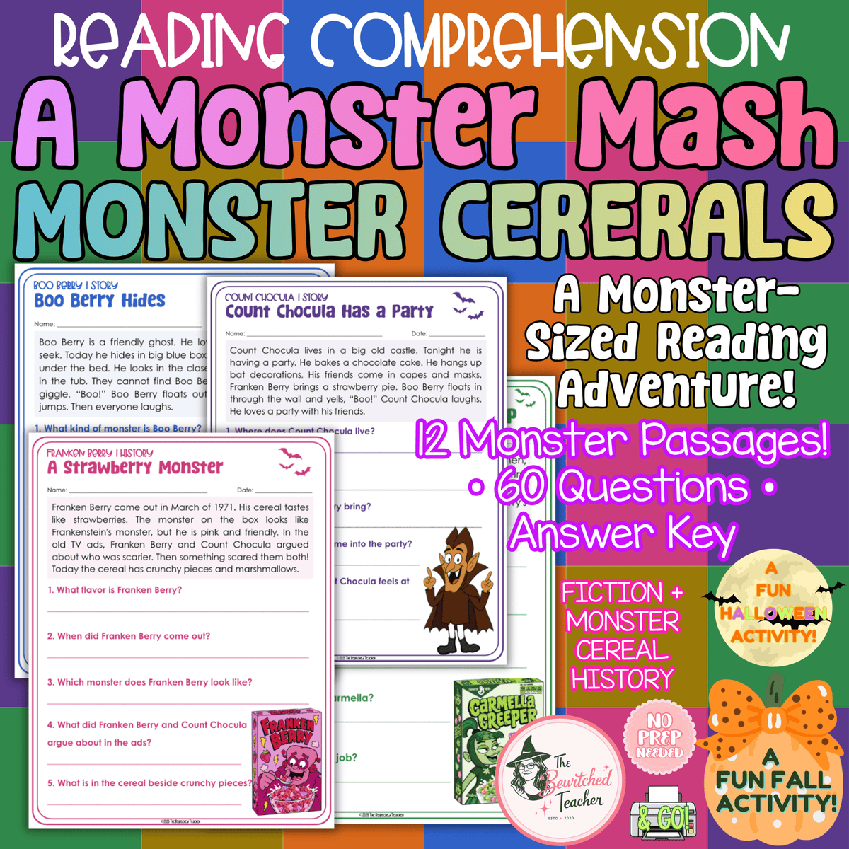 Monster Cereal Reading Comprehension | Halloween Reading Passages for 1st & 2nd Grade