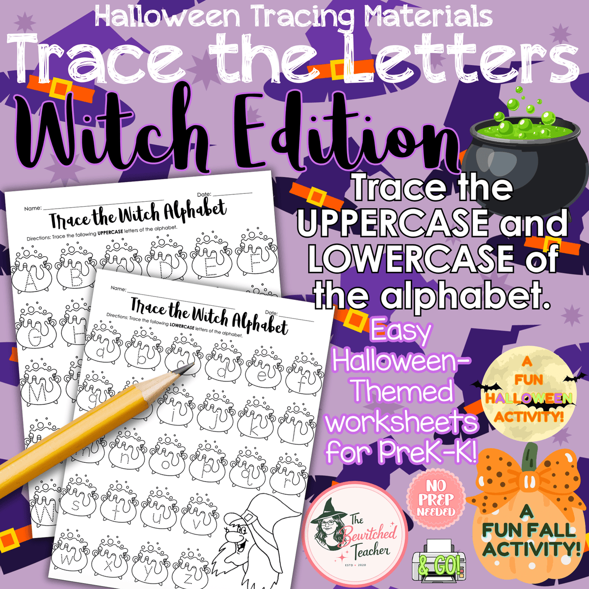 Halloween Trace the Letters | Witch Alphabet Tracing | Upper & Lower