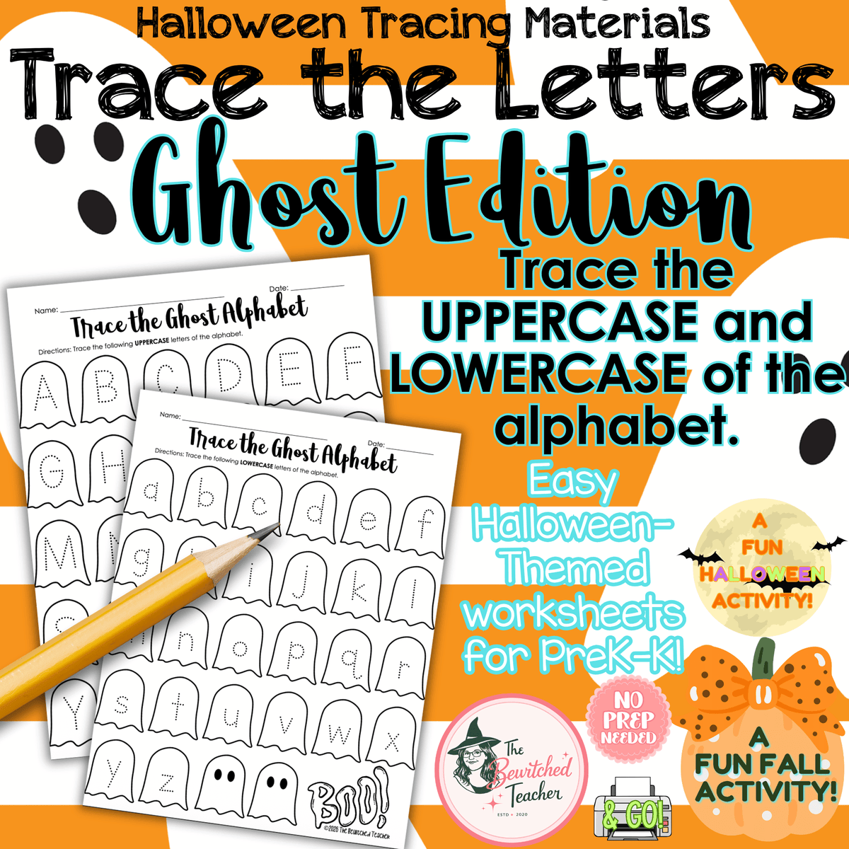 Halloween Trace the Letters | Ghost Alphabet Tracing | Upper & Lower