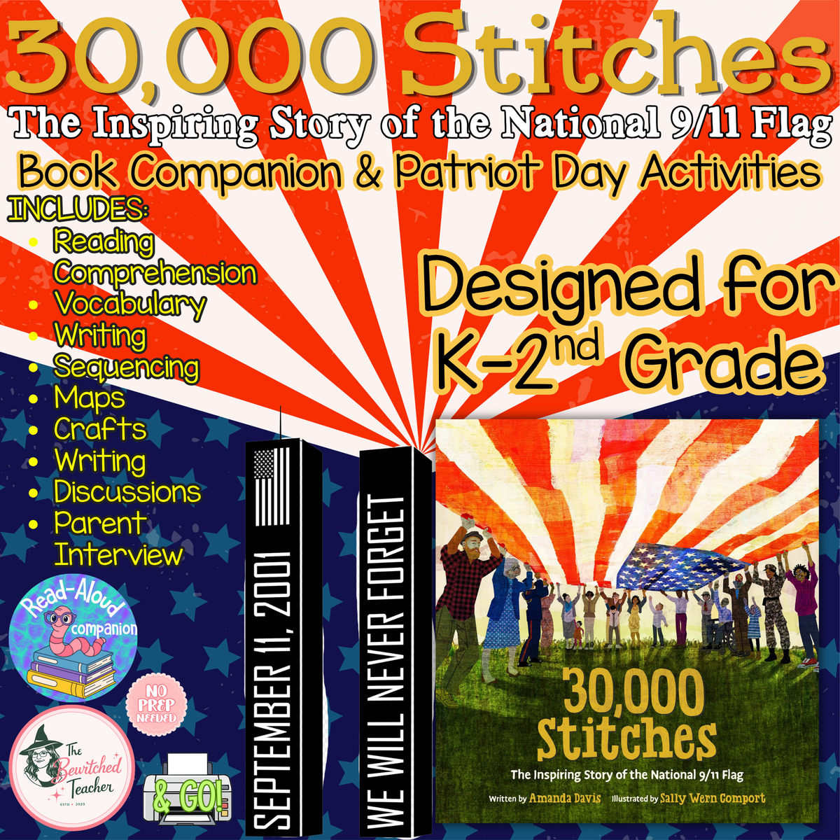 30,000 Stitches Book Companion | Patriot Day & 9/11 Activities | K-2nd Grade