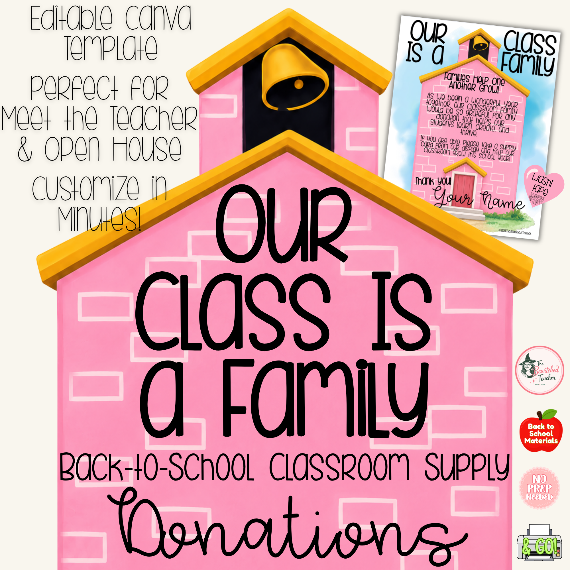 Our Class Is a Family-inspired Supply Donation Display | Editable Canva Template
