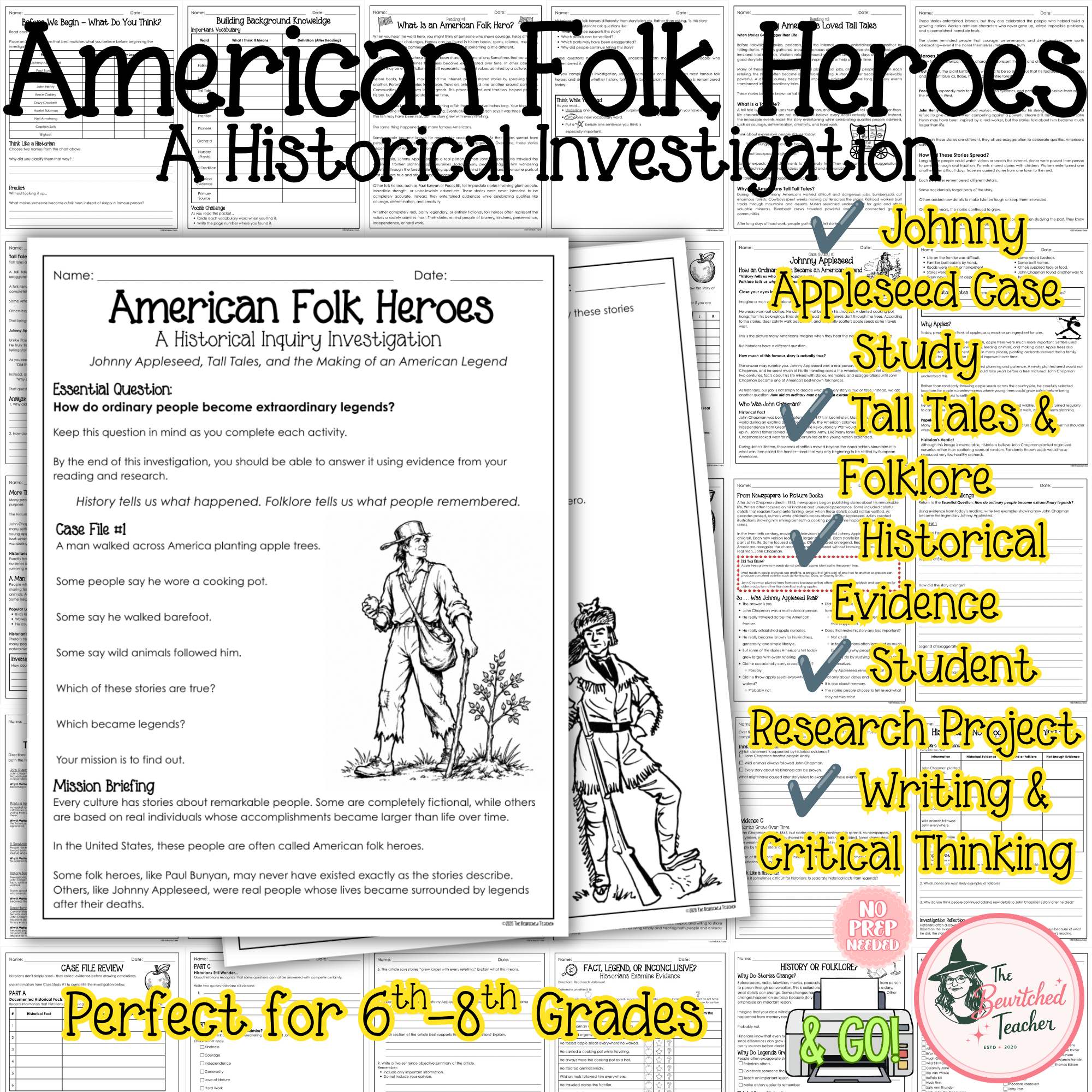 American Folk Heroes: A Historical Investigation | Johnny Appleseed, Tall Tales & Research Project | Grades 6–8