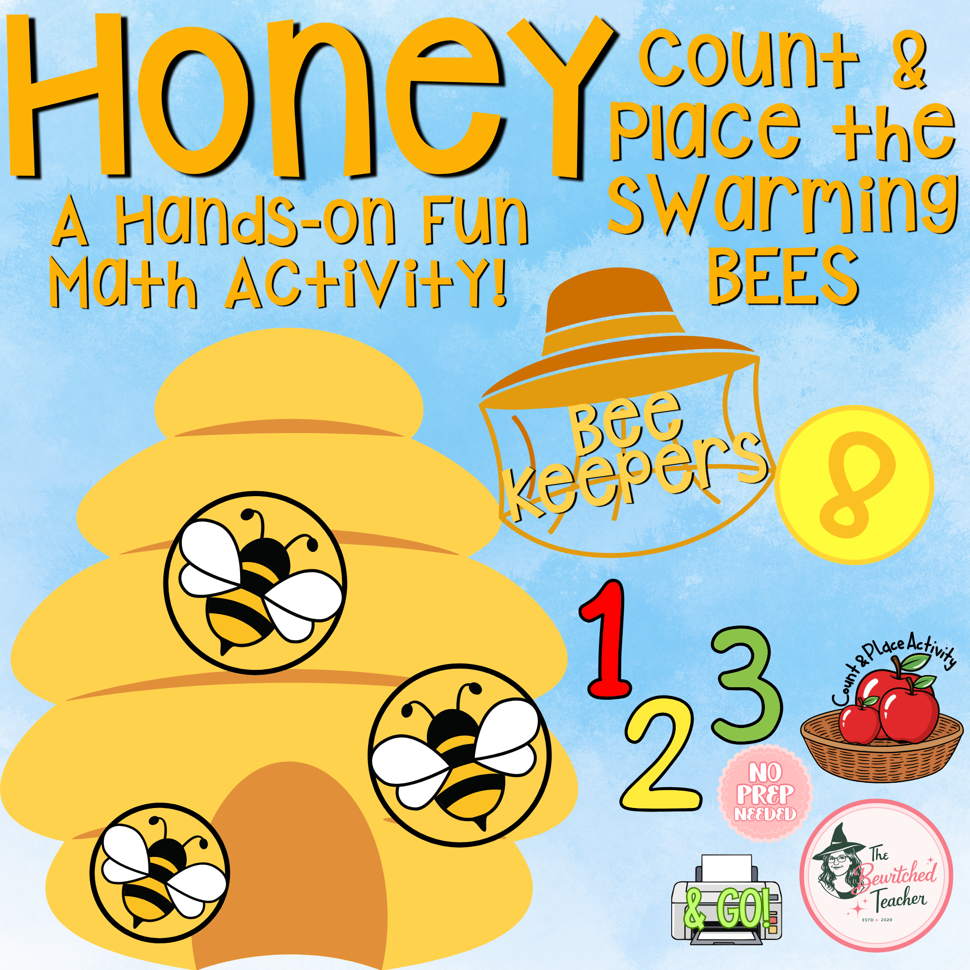 Honey Count & Place: Bee Counting Mats | Numbers 1-20 | Math Center