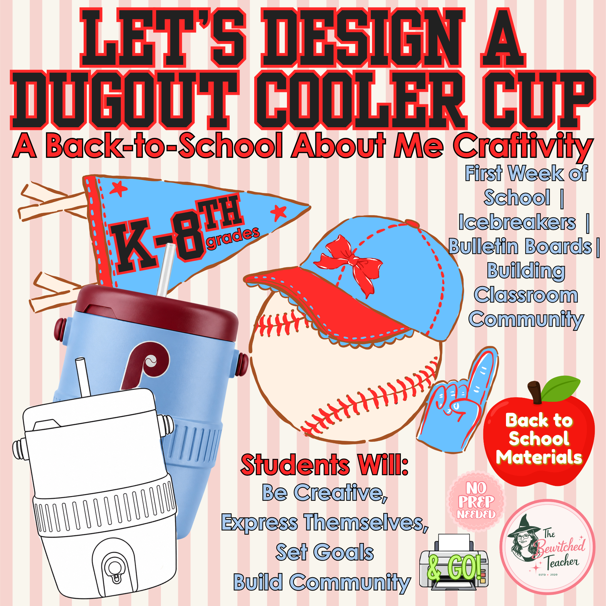 Design a Dugout Cooler Cup | Back to School All About Me Craftivity