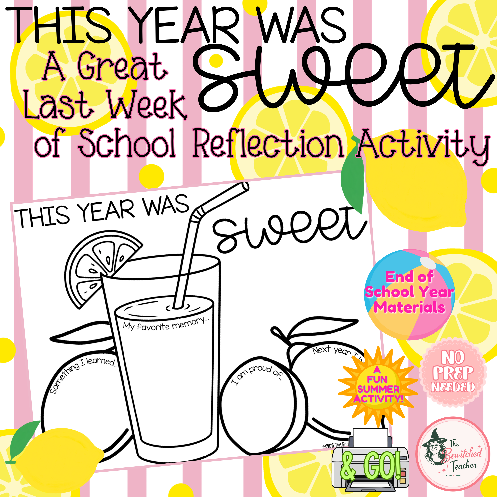 This Year Was Sweet! End of Year Lemonade Reflection Writing Activity