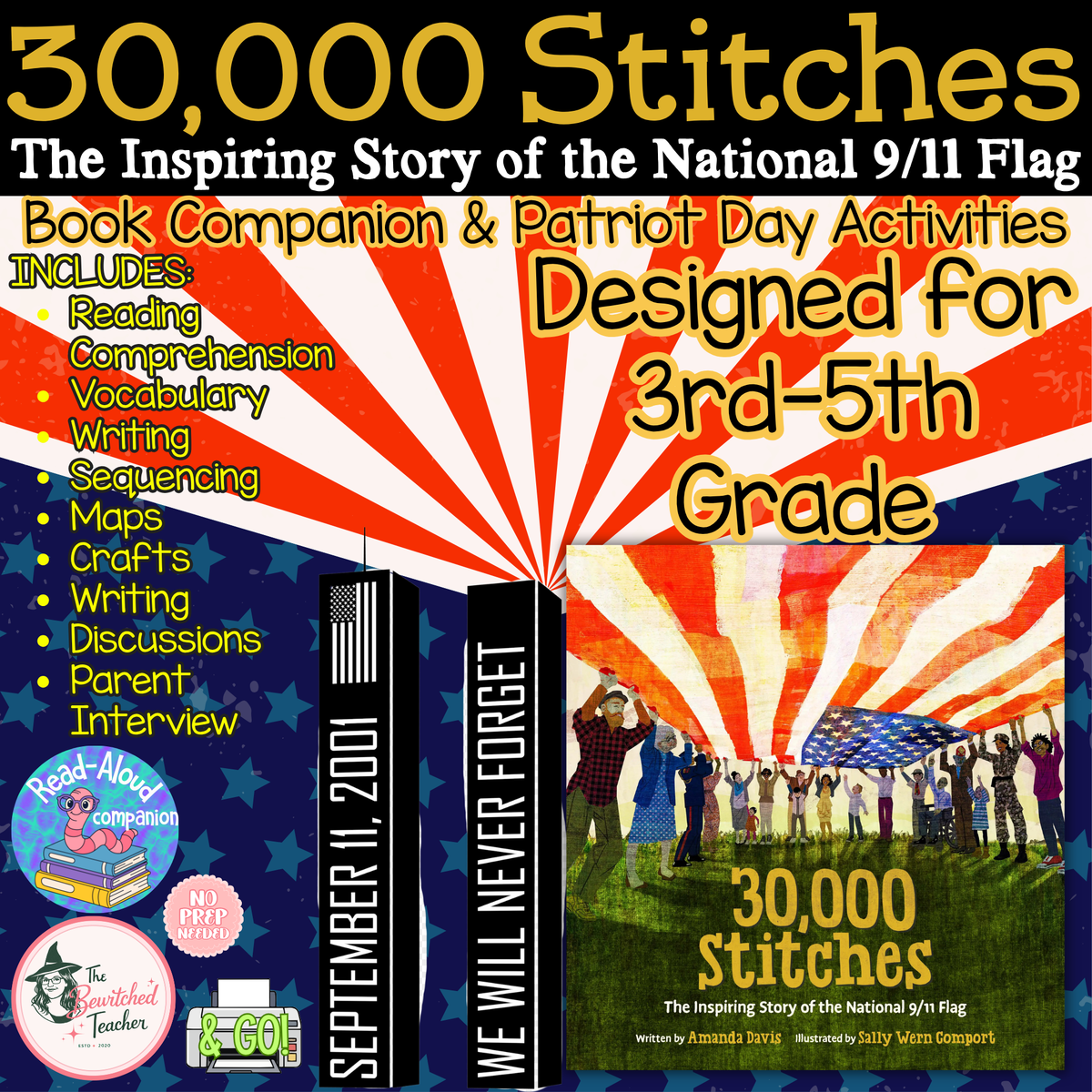 30,000 Stitches Activities | Patriot Day & 9/11 Read Aloud Companion | Gr. 3-5
