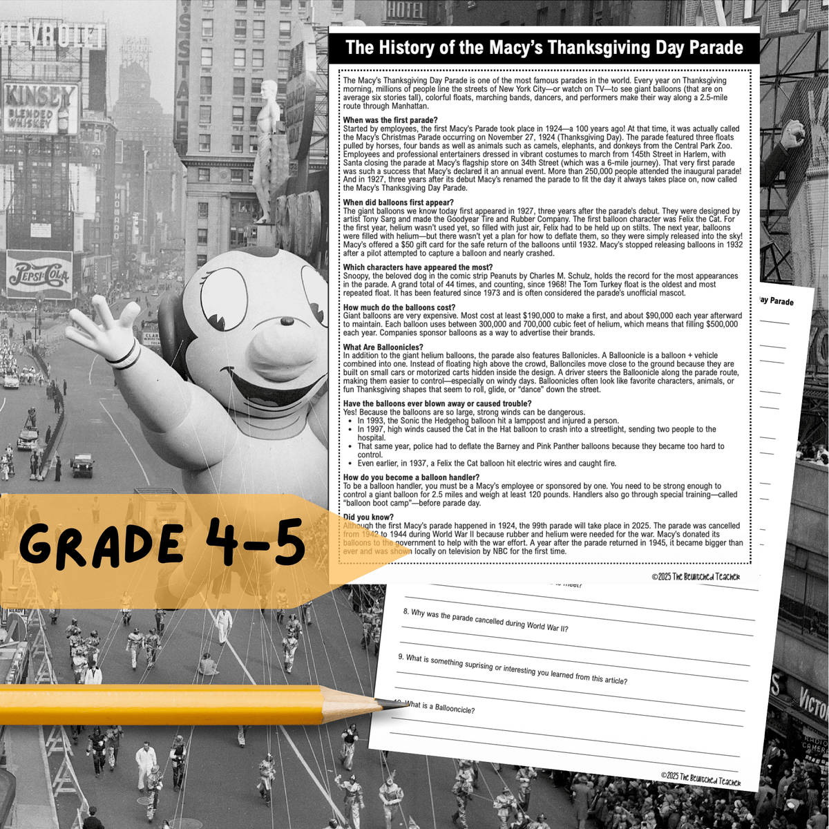 History of the Macy’s Thanksgiving Day Parade — Nonfiction Passage & Questions