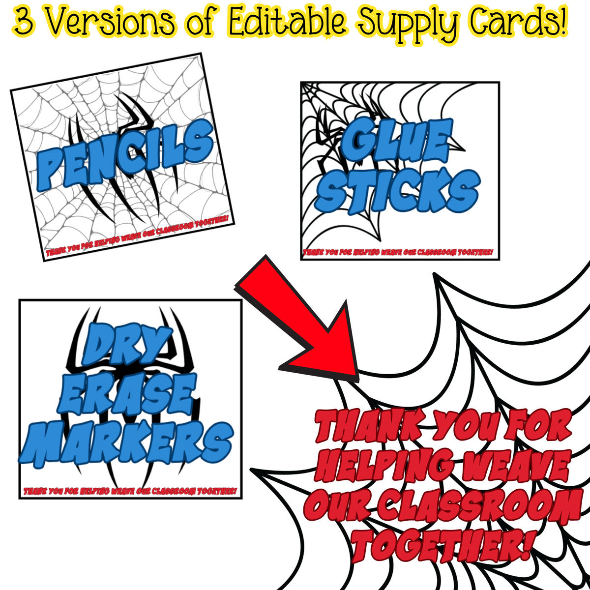 Web of Kindness Classroom Donation Display | Spiderman Back to School | Editable Canva Template
