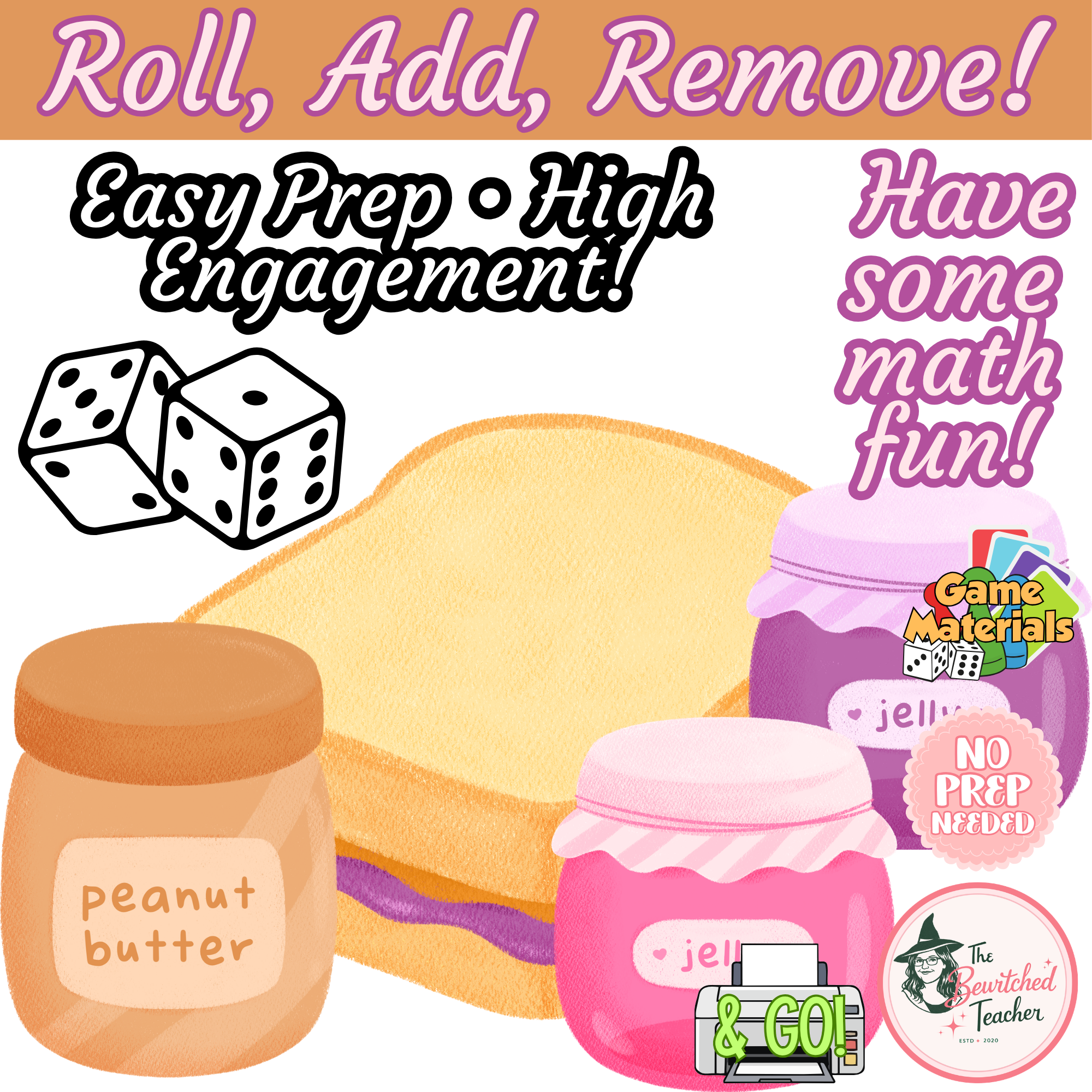 Peanut Butter Jelly Time! Roll & Remove | Food-Themed Addition Game