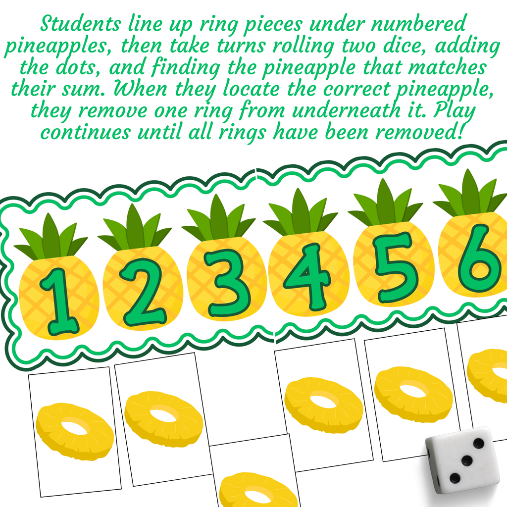 Pineapple Roll & Remove | Fruit-Themed Addition Game