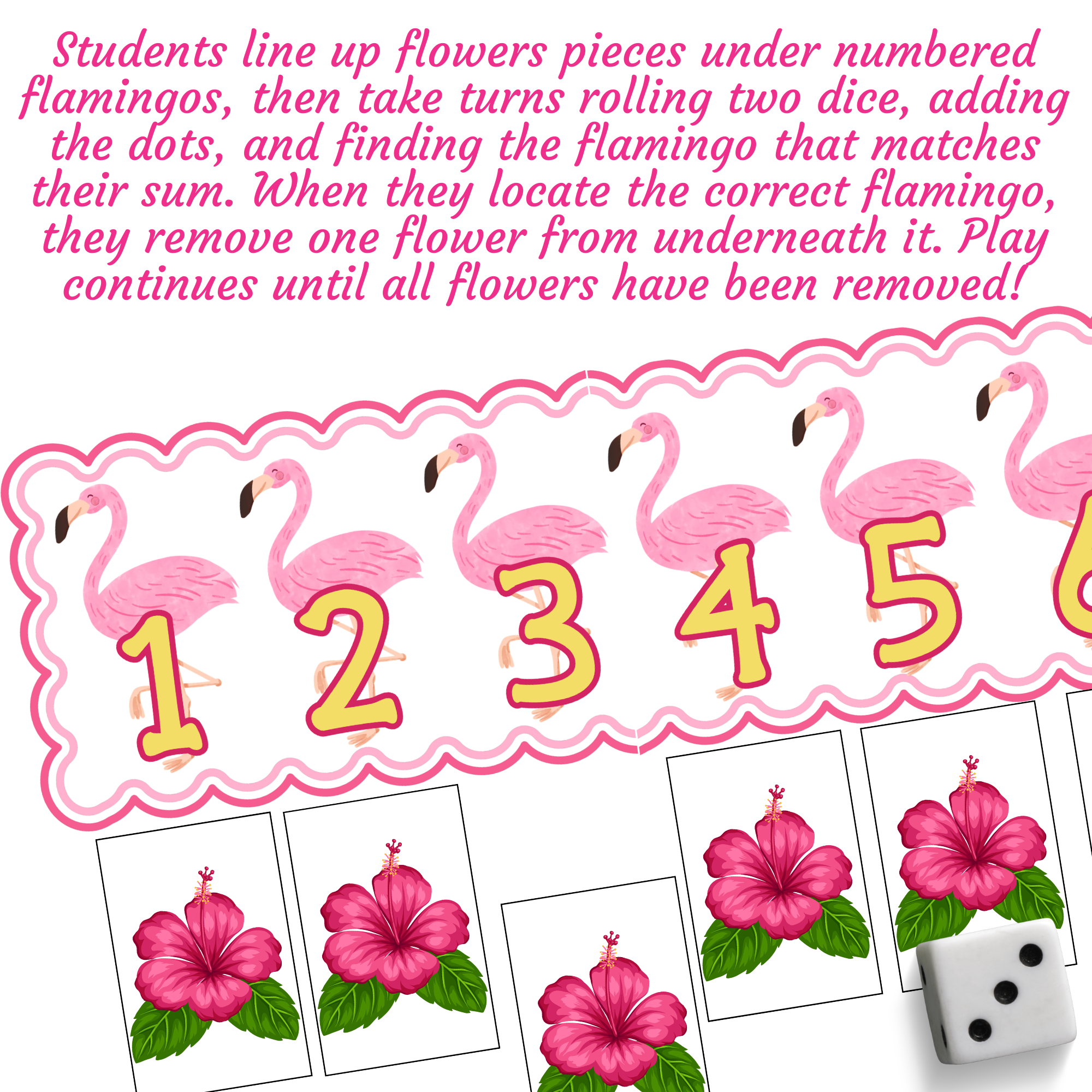 Flamingo Roll & Remove Addition Game