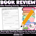 Letter to the Author Reading Activity | Book Reflection Writing Template