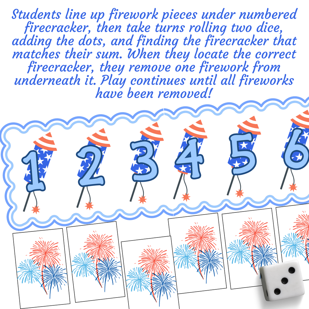 Fireworks Roll & Remove | 4th of July-Themed Addition Game