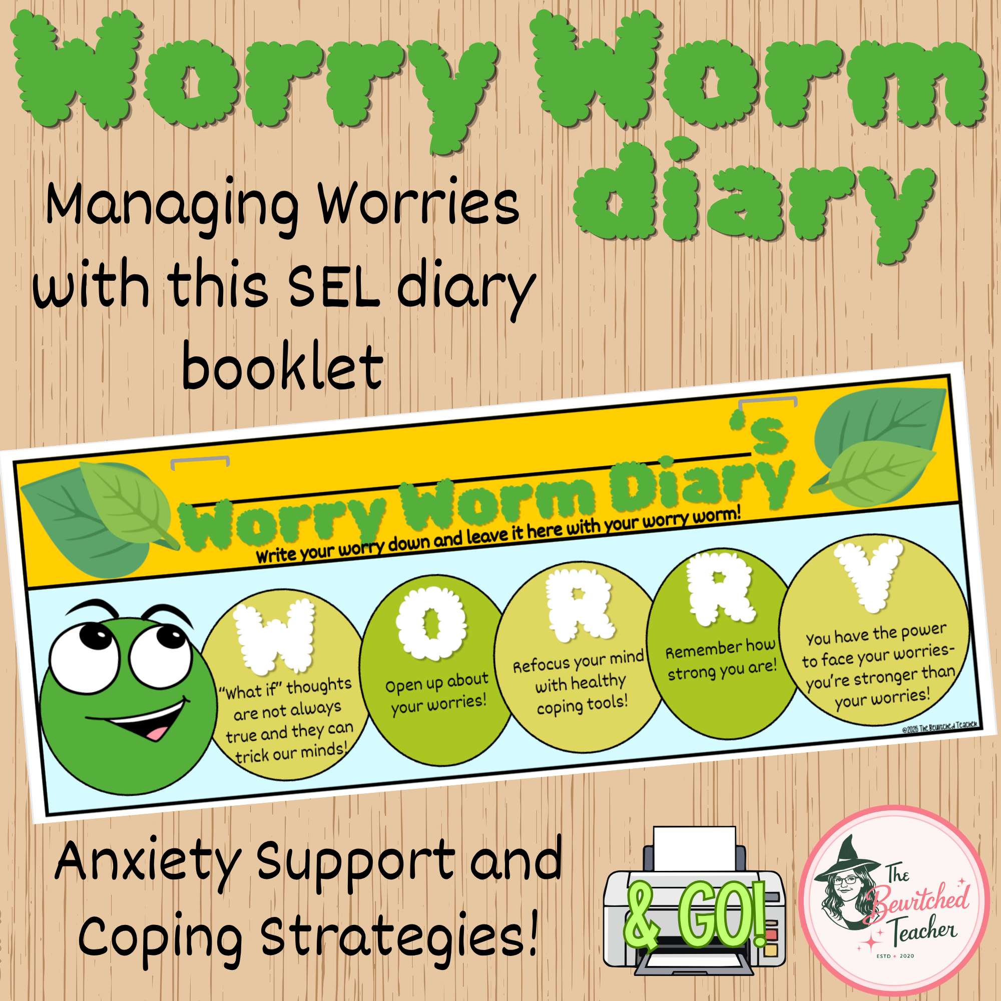 Worry Worm Diary Booklet & Display | SEL Coping Skills and Anxiety Activity