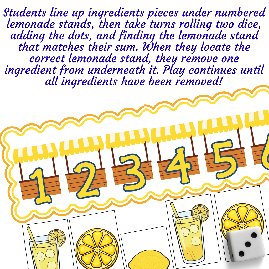Lemonade Roll & Remove | Summer-Themed Addition Game