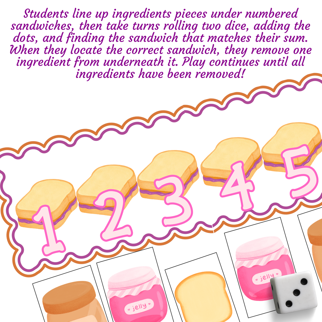 Peanut Butter Jelly Time! Roll & Remove | Food-Themed Addition Game