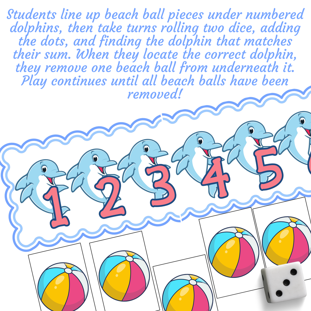 Dolphin Roll & Remove | Summer-Themed Addition Game